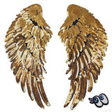 LoveInUSA 2 PCS Gold Sequins Angel Wings DIY Embroidered Iron-on Patch Applique for Cloth