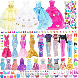 ebuddy Doll Clothes and Accessories 86 Pack Doll Accessories DIY Clothes Including 2 Wedding Dresses,4 Evening Dresses, 5 Dresses, 1,Purple Dress,2 Casual Outfits Fit for 11.5 Inch Girl Doll(No Doll)
