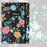 Journal/Ruled Notebook - Hardcover Ruled Journal with Thick Paper, 5.8" x 8.4", Back Pocket + Bookmark + Round Corner Paper + Banded + Floral