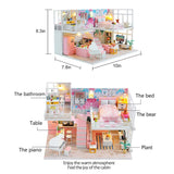KISSTAKER Miniature Dollhouse Kits with Light and Furnitures Wooden DIY 3D House Kit Including Dust Proof Cover-Music Movement-Assemble Tools Birthday Gift for Teens Adults-Mermaid Diary