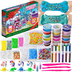 JOYIN 56 Pcs Slime Supplies DIY Slime Kit Making Set for Kids Girls Boys, Kids Art Craft with 18 Slime and 38 Accessories, Fruit Slices, Beads, Foam Balls, Cutting Tools, Soft Clay, Glitter Tubes