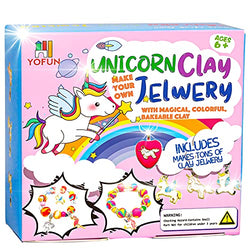 YOFUN Make Your Own Unicorn Clay Jewelry - Unicorn Craft Kits for Girls, Jewelry Making Kits for Children, Arts and Crafts for Kids Ages 8-12 and Up, Makes Tons of Unicorn Bracelets and Necklaces