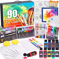 Deluxe Art Set, Acrylic Paint Set, Art Supplies with Acylic Paints, Oil Pastel, Colored Pencils, Markers, 2 Drawing Pads, Portable Painting Supplies for Artists Adults Teens Kids 9-12