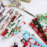 20 Pcs Christmas Cotton Fabric Bundles Squares, Christmas Patterns Precut Fabric Patchwork Scraps for DIY Christmas Stocking Tree Coaster Party Supplies(3.94 x 3.94 inch)