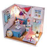 Flever Dollhouse Miniature DIY House Kit Creative Room with Furniture and Glass Cover for Romantic Artwork Gift( Romantic Summer Day )