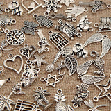 Bingcute 100Pcs Wholesale Bulk Lots Tibetan Silver Plated Mixed Pendants Charms for jewelry making