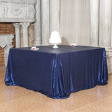 PartyDelight Sequin Tablecloth, Sequin Table Overlay, Square, 70"x70", Navy Blue