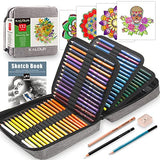 Kalour 132 Colored Pencils Set,with Adult Coloring Book and Sketch Book,Artists Colorless Blender,Zipper Travel Case,Soft Core,Ideal for Drawing Sketching Shading,Art Supplies for Beginners Kids