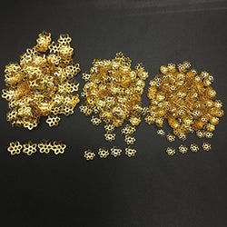 HUELE 6mm/8mm/10mm Gold Alloy Flower Bead Caps Tone Flower Bead Caps for Jewelry Making (About