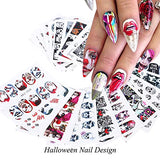 Halloween Nail Stickers Day of The Dead Nail Art Accessories Decals 25 Sheets Ghost Skull Eye Clown Hulk Water Transfer Nail Art Stickers for Halloween Party Supply Fingernails Toenails Decorations