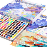 120 Premium Watercolor Paint Set in Portable Box with Gift Wrap,Art Supplies Including 3 Detail Paint Brushes,3 Water Brush Pens,1 3B Pencil and 12 Sheets Watercolor Paper(350GSM)