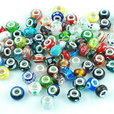 Silver Color Murano Glass Beads Fit European Charm Bracelet Spacer by eART 50pcs Mix