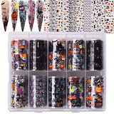 Nail Foil Transfer Stickers, 10 Rolls Halloween Nail Stickers Pumpkin Spider Skull Ghost Witch Nail Decals Wraps DIY Nail Art Decorations