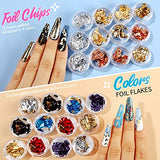 5 Box 11440pcs Nails Rhinestones and 36 Pots Foils Flakes, Teenitor Professional Nail Decoration with Gems for Nails Stud Foil for Nails Art