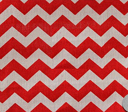 Polycotton Fabric Printed Small Chevron RED WHITE / 60" Wide / Sold by the Yard