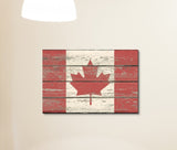 wall26 - Canvas Prints Wall Art - Flag of Canada on Vintage Wood Board Background Stretched Canvas Wrap. Ready to Hang - 24" x 36"