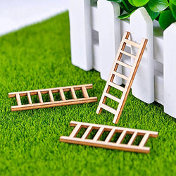 N/ hfjeigbeujfg Miniature Fairy Garden 3Pcs Mini Miniature Wooden Step Ladder Fairy Garden DIY Micro Landscape Decor