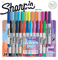Sharpie Electro Pop Permanent Markers, Ultra Fine Point, Assorted Colors, 24 Count