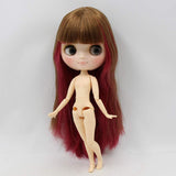 ASDAD BJD Nude Doll 1/6 SD Doll Blyth Nude Doll Nude Doll Wine Red Mix Brown Hair Gray Eyes Transparent Face Joint Body Gift