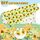 AnyDesign 6Pcs Summer Cotton Fabric Bundles 18 x 22 Inch Watercolor Sunflower Fat Quarters Summer Quilting Patchwork Squares Summer Flower Sewing Fabrics for DIY Handmade Crafting Home Party Decor