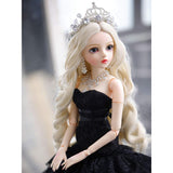 Y&D BJD Wedding 1/3 60cm 23.6 inch Black Princess Dress Ball Jointed SD Bride Doll Full Set Clothes + Makeup + Full Accessories,A