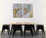 Canvas Wall Art Abstract Circle Stripes Yellow Painting Prints, Modern Geometric Vertical 24"x36" 2 Panels Blocks Pictures Gallery and Framed for Living Room Bedroom Home Office Kitchen Décor Original