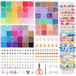 QUEFE 6280pcs 72 Colors Clay Beads for Bracelet Making Kit, Jewelry Making Kit for Girls 8-12 for Crafts