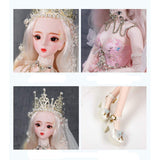 1/3 BJD Doll Toys 34 Moveable Joints with BJD Wedding Dress Wigs Shoes Makeup DIY Handmade Toys,Pink