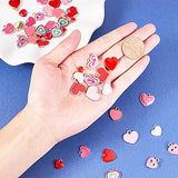 PH PandaHall 48PCS 12 Styles Pink Heart Enamel Pendants Alloy Enamel Pendants Charms DIY Bracelet