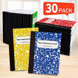 Composition Notebook, Mini Sized 30 Pack 5 Colors Narrow Ruled Mini Composition Books Bulk by Feela, Small Pocket Marble Cute Journal Notebooks for Kids School Home Office, Pocket Sized 4.5 x 3.25 in