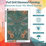 Stalente Diamond Painting Kits for Adults 5D DIY Diamond Art Craft Paint with Full Round Drill for Home Wall Decor Dragonfly 11.8×15.7in
