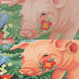 NAIMOER Diamond Painting Kits for Adults Kids, Pig Diamond Painting Kits 5D Farm Diamond Art Kits Flower Full Drill Crystal Rhinestone Embroidery Pictures Arts Craft for Home Decor (12x16 inch)