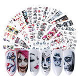 Halloween Nail Stickers - 25 Sheets Day of The Dead Water Transfer Nail Decals Ghost Spider Face Web Witch Skeleton Nail Art Stickers Wraps Manicure Tips Strips Decoration for Halloween Party Supply