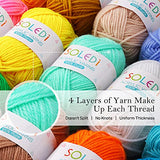 SOLEDI 20 Acrylic Yarn Skeins Crochet Project 1030 Yards (1.76oz) Colorful Bonbons Yarn for All Knitting, Crochet and Craft Projects Beginner