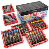 Arteza Foldable Canvases and Acrylic Paint Set 60 Bundle for Painting, Drawing