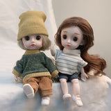 6 Inch Doll 13 Movable Joints Doll Kawaii Cute Dolls with Casual Set Clothes Dress Up Toys Best Gift for Girls Kid Dolls