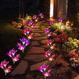 YiFi-Tek Outdoor Stake 3 Pack with 12 Lily Flower, Multi-Color Changing LED Solar Decorative Lights