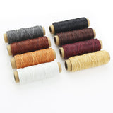 SIMPZIA 8 PCS Waxed Thread, Total 262 Yards,32.8 Yards per Spool 150D Sewing Stitching Thread for Leather, with Large-Eye Stitching Needles for Leather Projects