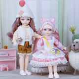 12 Inch Doll 22 Movable Joints 1/6 Makeup Dress Up Color 3D Big Eyeball Dolls with Fashion Clothes for Girls Toy