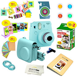 Fujifilm Instax Mini 9 Instant Camera ICE BLUE w/ Film and Accessories – Polaroid Camera Kit
