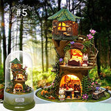 OUYAWEI Music Dollhouse Rotating Cabin DIY Doll House with Transparent Cover Music Box for Children