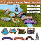 8Pcs Microcosmic Landscape Miniature Ornament DIY Kit Miniature Fairy Garden Statues Figurines Garden Accessories for Garden Dollhouse Potted Plant Bonsai Terrarium Decor
