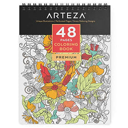 ARTEZA Adult Spiral Bound Coloring Book, 48 Pages, Perfect for Stress Relief