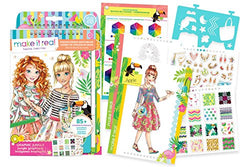 Make It Real - Fashion Design Sketchbook: Graphic Jungle. Inspirational Fashion Design Coloring Book for Girls. Includes Sketchbook, Stencils, Puffy Stickers, Foil Stickers, and Fashion Design Guide
