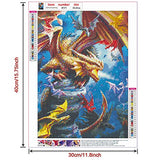 Diamond Painting Kits for Adults, Dragon Diamond Art by Number Kits with Rhinestone Gem Art Painting Full Drill Round Diamond Dragon, Perfect for Home Wall Decor(11.8 X 15.7 Inch)