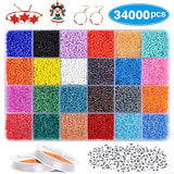 VICOVI 34000+ Seed Beads Jewelry Making Kit,with Letter Beads & Elastic String, Glass Seed Beads for DIY Earrings, Bracelets, Necklaces.