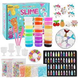 KIDDYCOLOR DIY Slime Kit Toy for Kids Girls Boys Ages 5-12, Ultimate Fluffy Slime Supplies Include 12 Color Clear Crystal Slime, 12 Slime Containers, 48 Packs Glitter Sheet Jars etc.