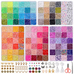 QUEFE 9470pcs 112 Colors Clay Beads for Bracelet Making Kit, Jewelry Making Kit for Girls for Gifts