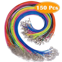 Paxcoo 150PCS 1.5mm Waxed Cotton Necklace Cord Bulk with Clasp for DIY Jewelry Making, Mix Color