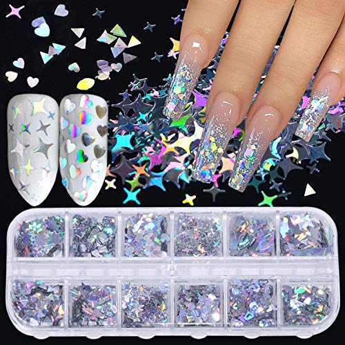 Nail Art Stickers Laser Silver  Silver Star Stickers Manicure
